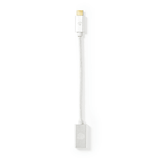 USB-C Adapter USB 3.2 Gen 1 USB-C Male USB-A Female 5 Gbps 0.20 m Rond Verguld Gevlochten / Nylon Zilver Cover Window Box