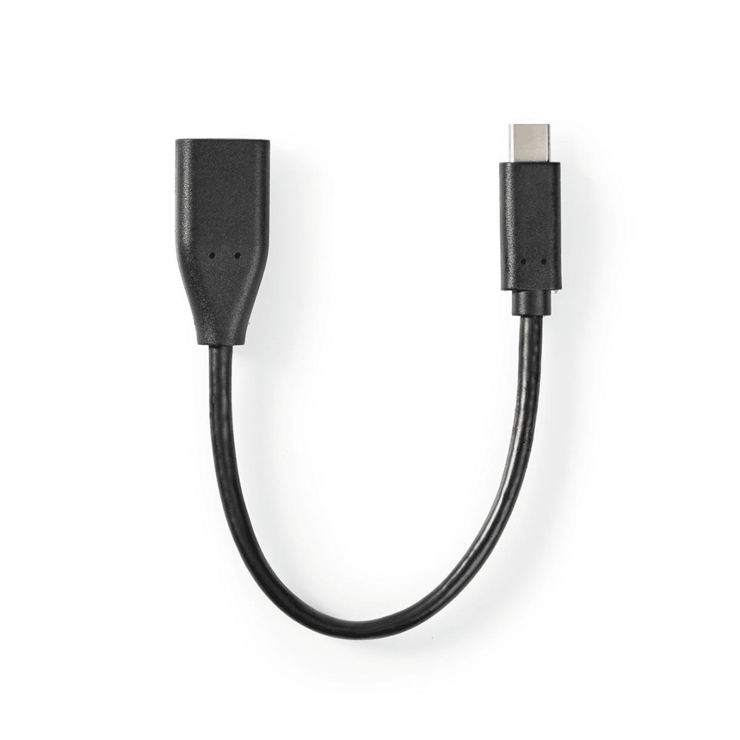 USB-C Adapter USB 3.2 Gen 1 USB-C Male USB-A Female 5 Gbps OTG 0.20 m Rond Vernikkeld PVC Zwart Label