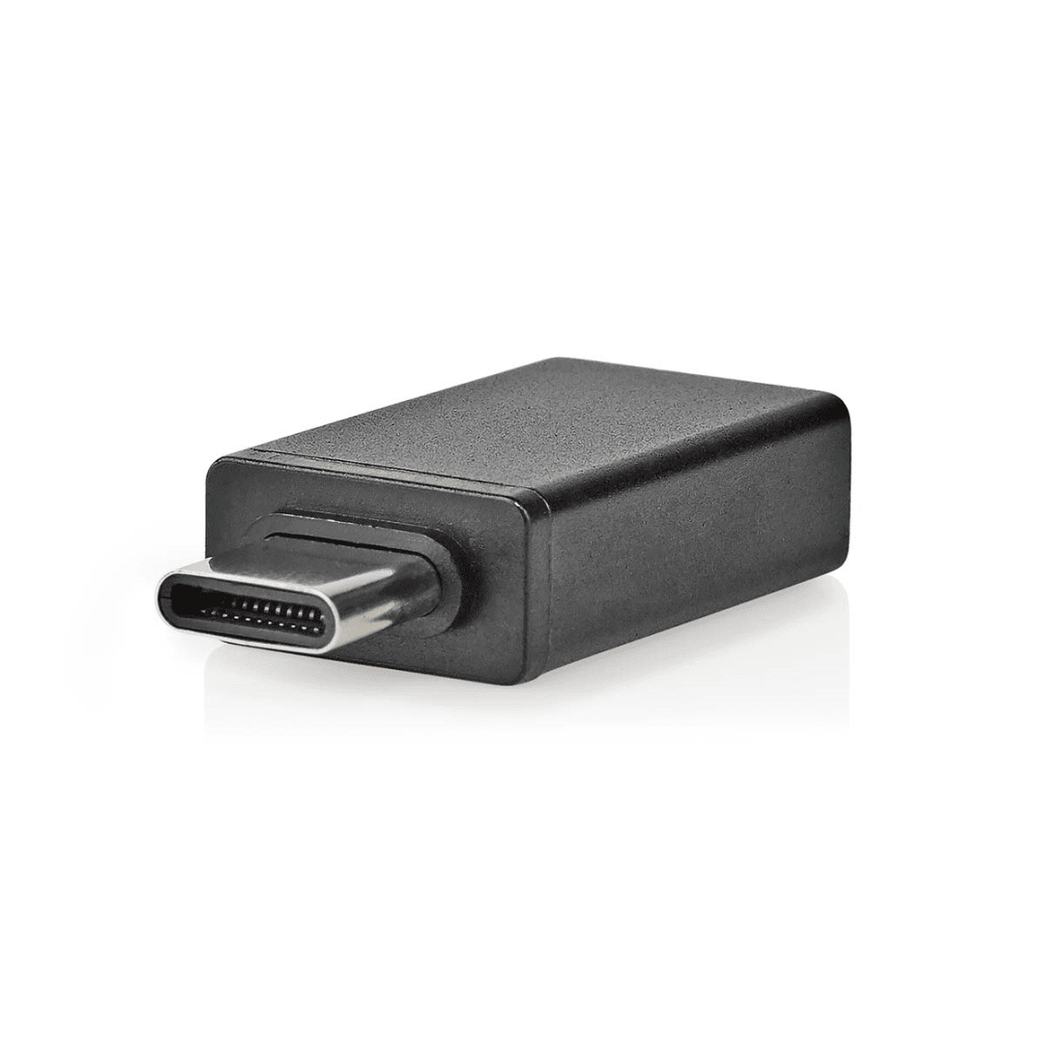 USB-C Adapter USB 3.2 Gen 1 USB-C Male USB-A Female 5 Gbps OTG Rond Vernikkeld Zwart Doos