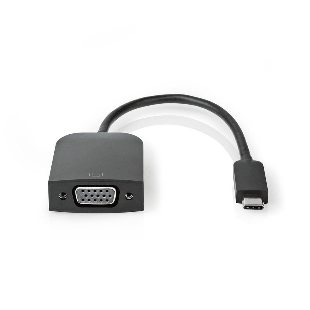 USB-C Adapter USB 3.2 Gen 1 USB-C Male VGA Female 15p 1920x1200 5 Gbps 0.20 m Rond Vernikkeld PVC Zwart Doos
