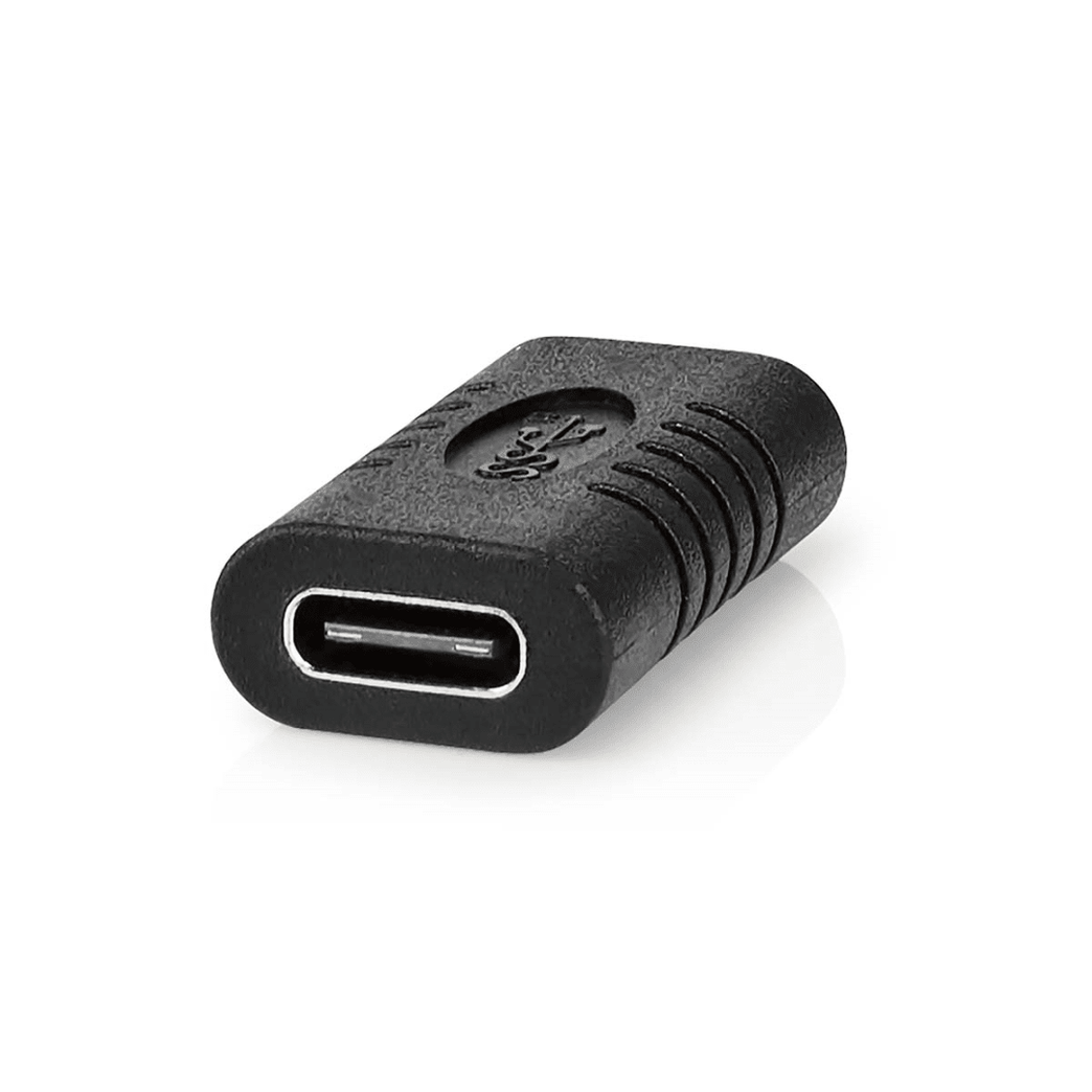 USB-C Adapter USB 3.2 Gen 2 USB-C Female USB-C Female 4K@60Hz 10 Gbps Rond Vernikkeld Zwart Envelop
