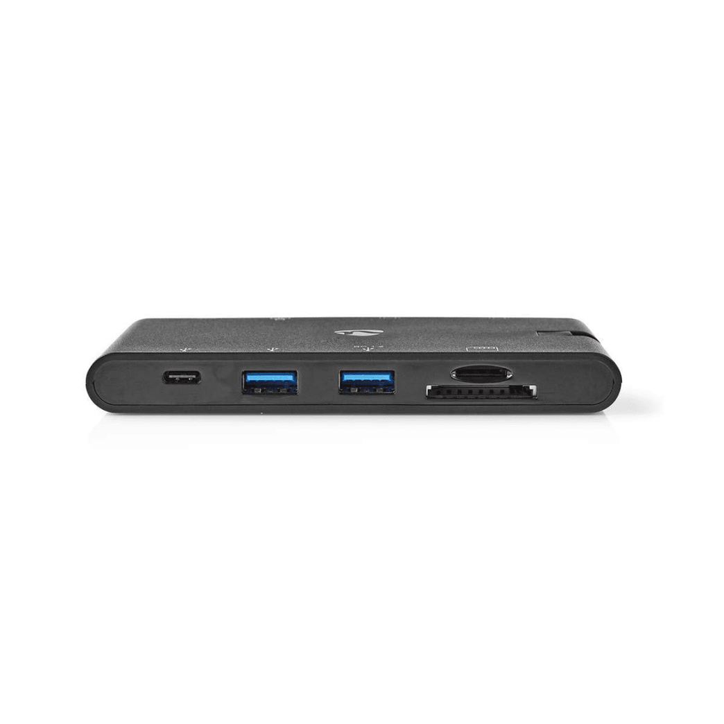 USB Docking Station USB 3.2 Gen 1 USB-C Male HDMI Female / Micro SD / RJ45 Female / SD / VGA Female 15p / 2x USB-A / 2x USB-C Rond Vernikkeld Zwart Window Box met Euro Lock