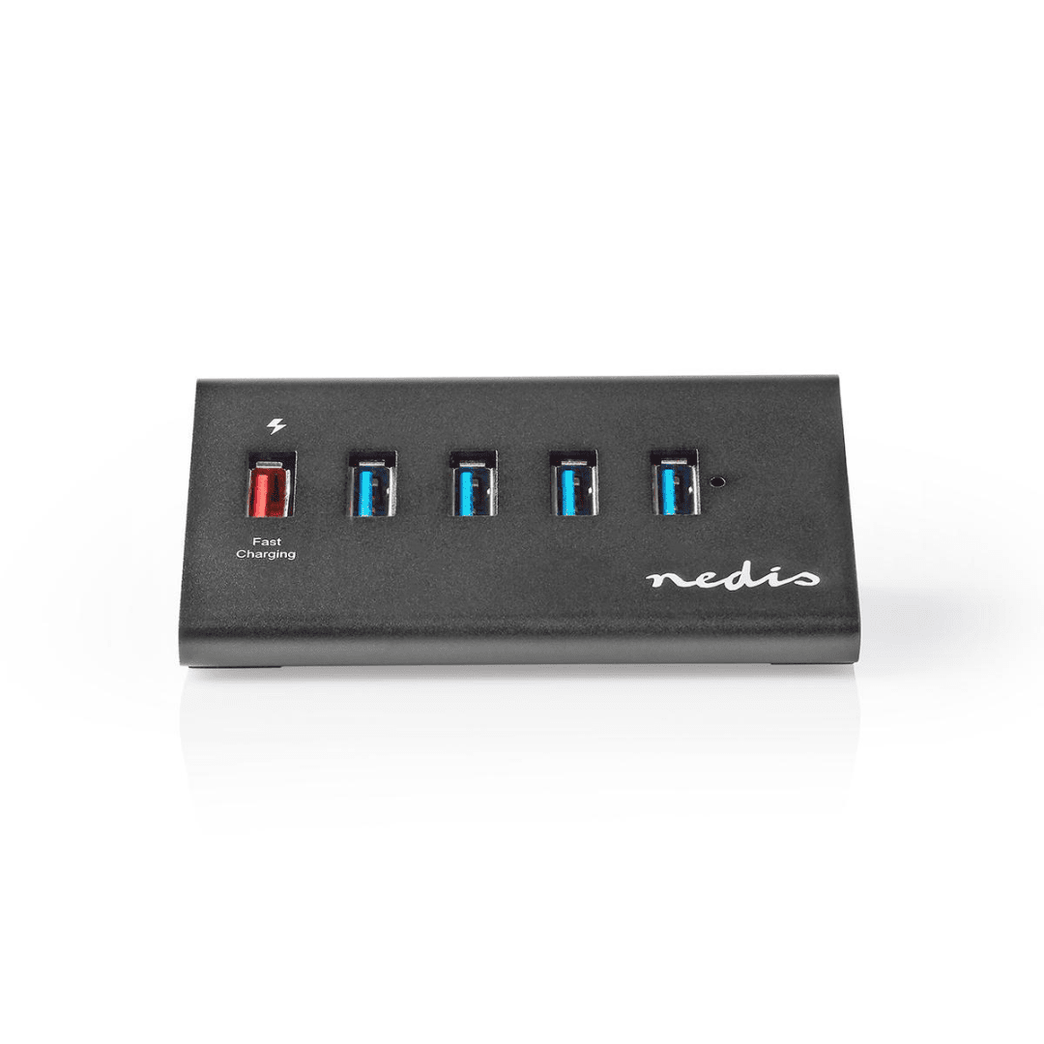 USB-Hub USB Micro-B Female USB-A Female 5-Poorts poort en QC3.0 / USB 3.2 Gen 1 Netvoeding / USB Gevoed 5 Gbps 5x USB
