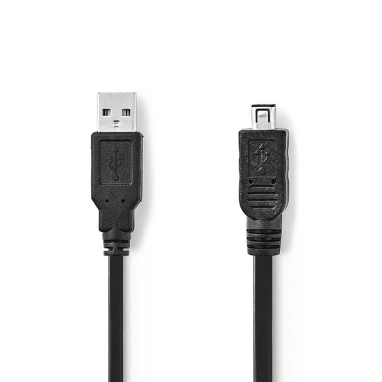 USB-Kabel USB 2.0 USB-A Male Mini 4-Pin Male 480 Mbps Vernikkeld 2.00 m Rond PVC Zwart Polybag