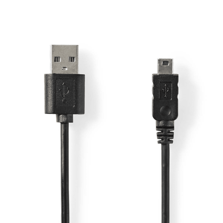 USB-Kabel USB 2.0 USB-A Male Mini 5-Pin Male 480 Mbps Vernikkeld 2.00 m Rond PVC Zwart Label