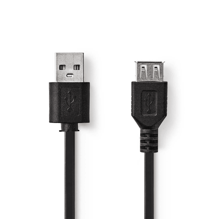 USB-Kabel USB 2.0 USB-A Male USB-A Female 4.5 W 480 Mbps Vernikkeld 3.00 m Rond PVC Zwart Label