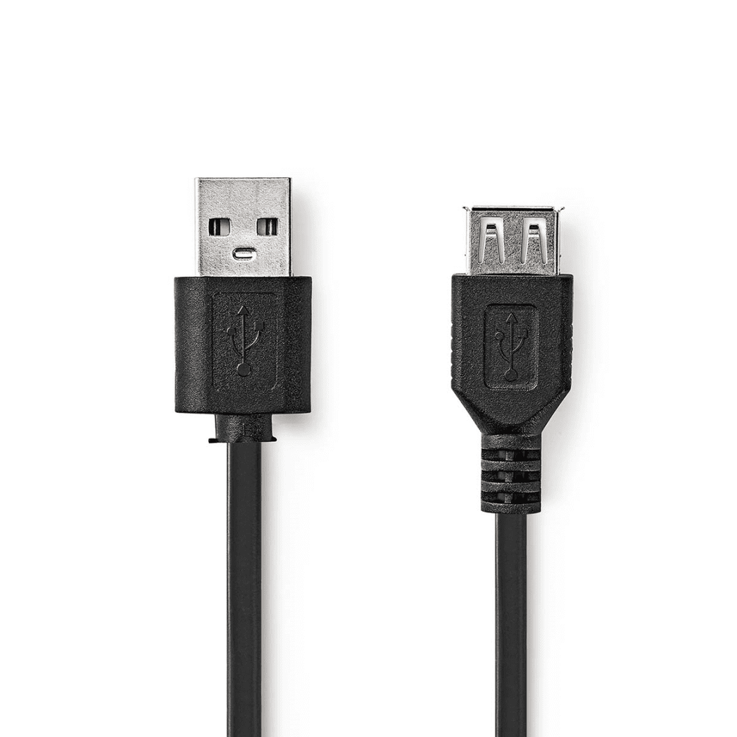 USB-Kabel USB 2.0 USB-A Male USB-A Female 480 Mbps Vernikkeld 1.00 m Rond PVC Zwart Label