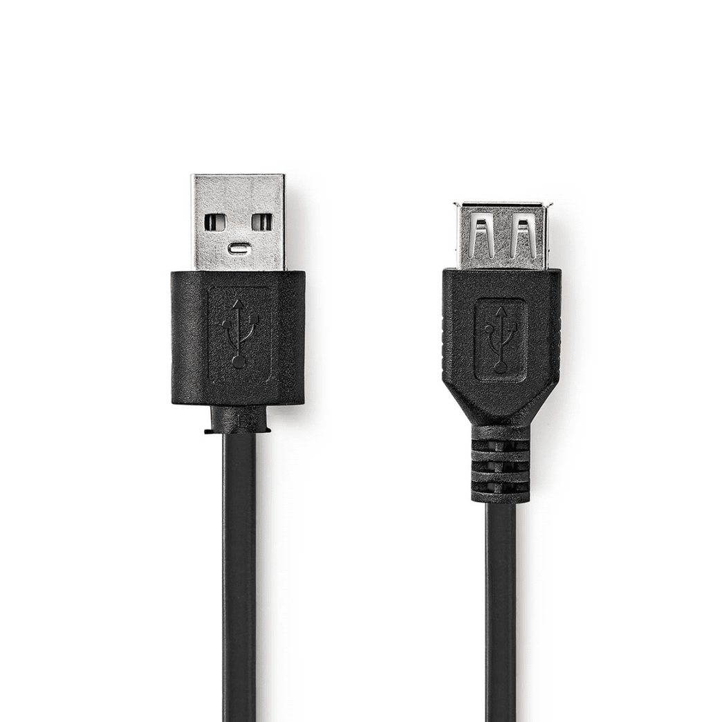 USB-Kabel USB 2.0 USB-A Male USB-A Female 480 Mbps Vernikkeld 3.00 m Rond PVC Zwart Doos
