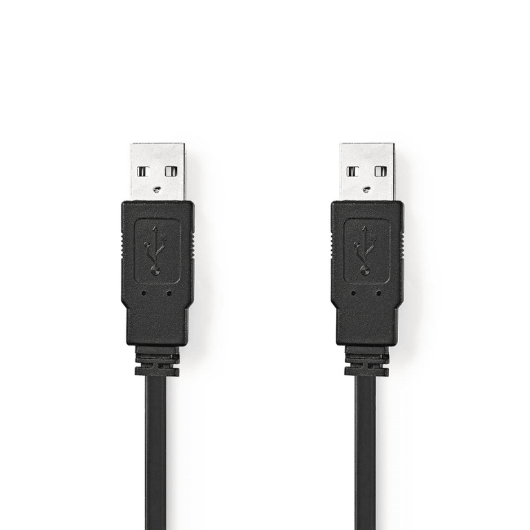 USB-Kabel USB 2.0 USB-A Male USB-A Male 480 Mbps Vernikkeld 1.00 m Plat PVC Zwart Polybag