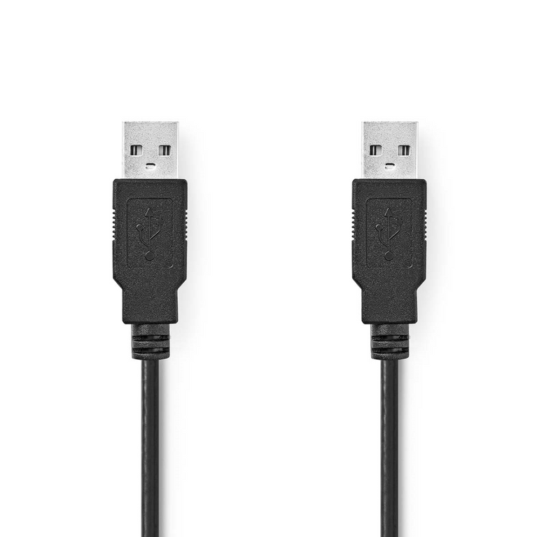 USB-Kabel USB 2.0 USB-A Male USB-A Male 480 Mbps Vernikkeld 1.00 m Rond PVC Zwart Envelop