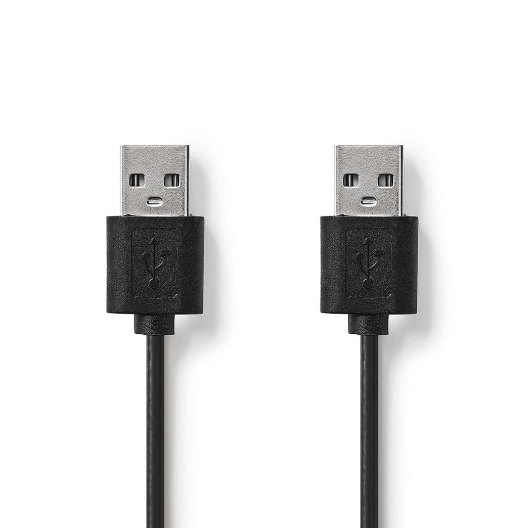 USB-Kabel USB 2.0 USB-A Male USB-A Male 480 Mbps Vernikkeld 2.00 m Rond PVC Zwart Label