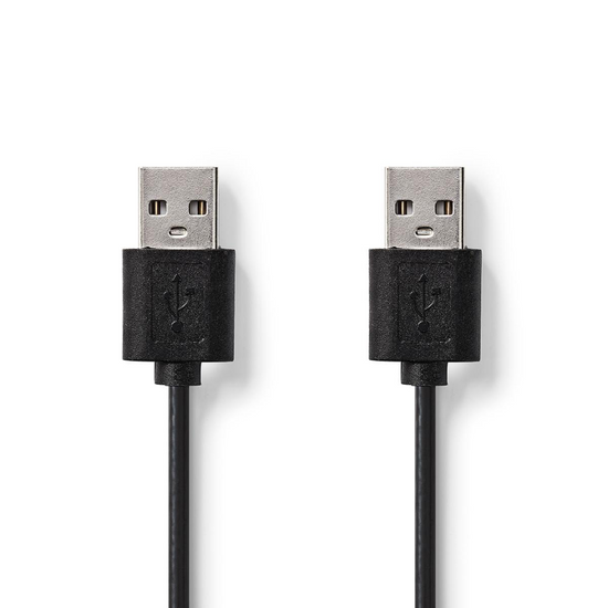 USB-Kabel USB 2.0 USB-A Male USB-A Male 5.5 W 480 Mbps Vernikkeld 2.00 m Rond PVC Zwart Label