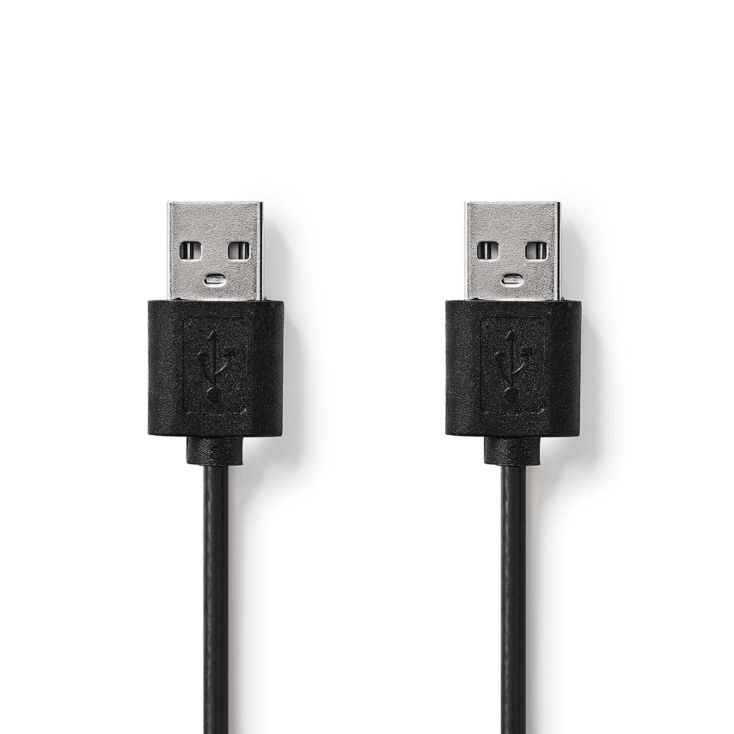 USB-Kabel USB 2.0 USB-A Male USB-A Male 7.5 W 480 Mbps Vernikkeld 1.00 m Rond PVC Zwart Label