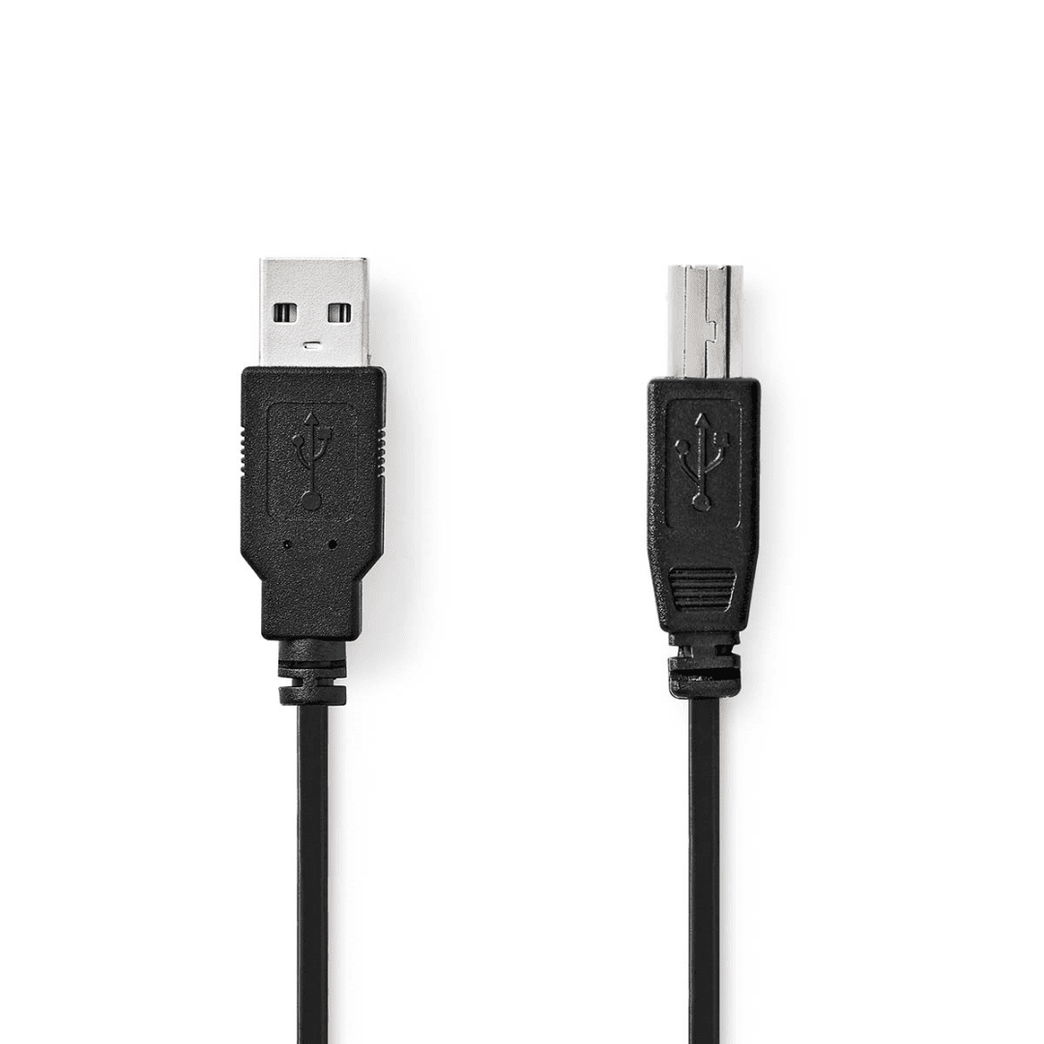 USB-Kabel USB 2.0 USB-A Male USB-B Male 10 W 480 Mbps Vernikkeld 1.00 m Rond PVC Zwart Label