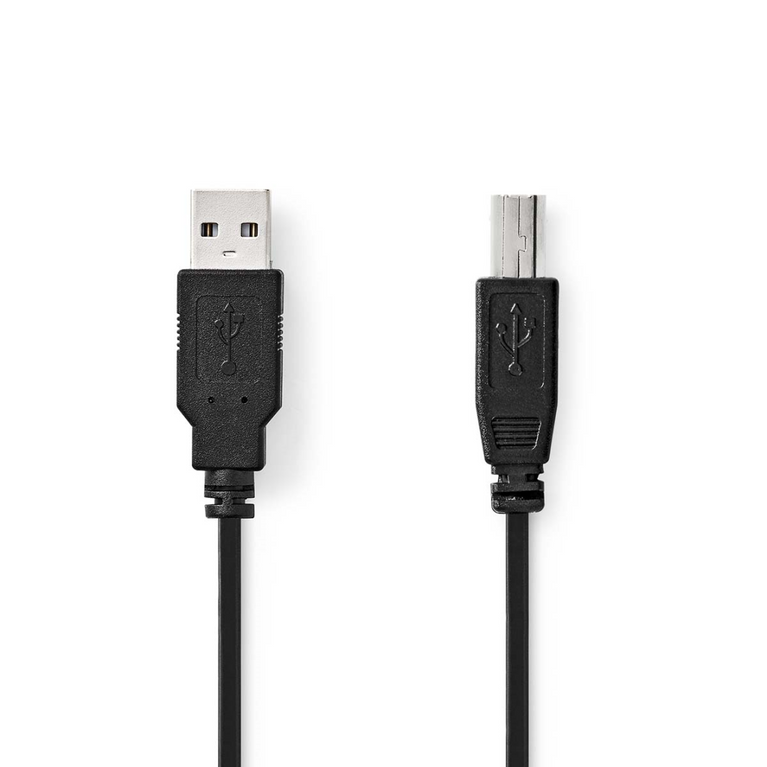 USB-Kabel USB 2.0 USB-A Male USB-B Male 10 W 480 Mbps Vernikkeld 5.00 m Rond PVC Zwart Label