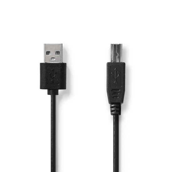 USB-Kabel USB 2.0 USB-A Male USB-B Male 7.5 W 480 Mbps Vernikkeld 2.00 m Rond PVC Zwart Label