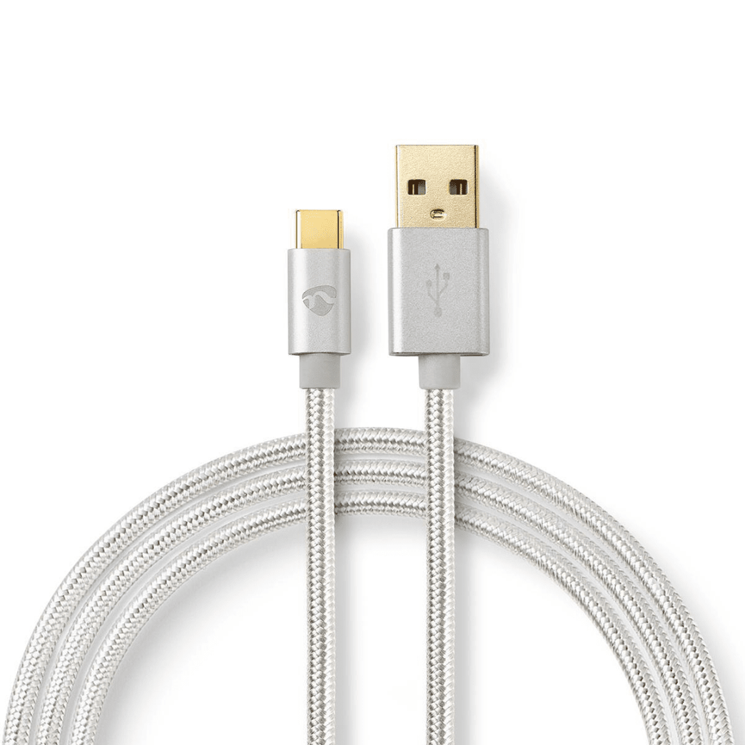 USB-Kabel USB 2.0 USB-A Male USB-C Male 15 W 480 Mbps Verguld 2.00 m Rond Gevlochten / Nylon Aluminium Cover Window Box