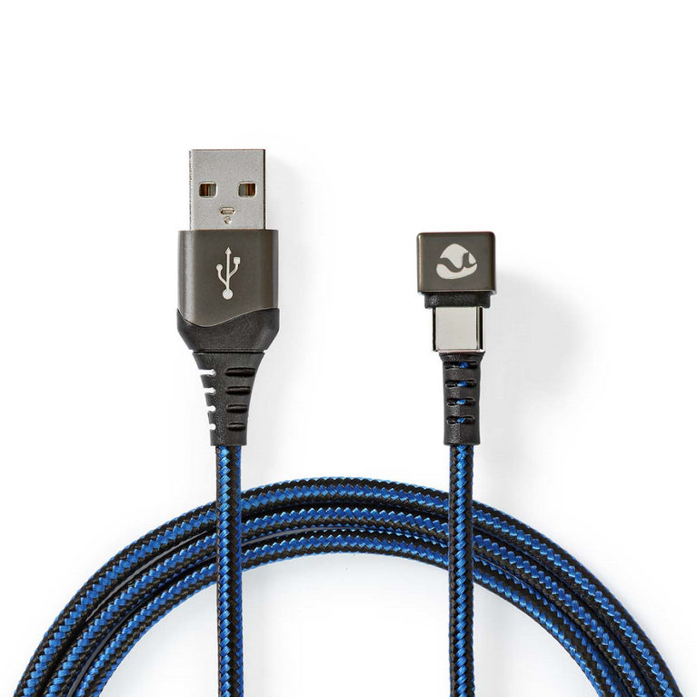 USB-Kabel USB 2.0 USB-A Male USB-C Male 480 Mbps Verguld 1.00 m Rond Gevlochten / Nylon Blauw / Zwart Cover Window Box