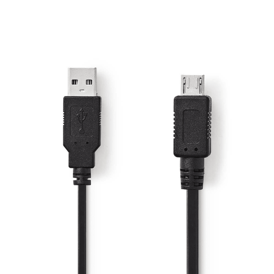 USB-Kabel USB 2.0 USB-A Male USB Micro-A 480 Mbps Vernikkeld 2.00 m Rond PVC Zwart Polybag