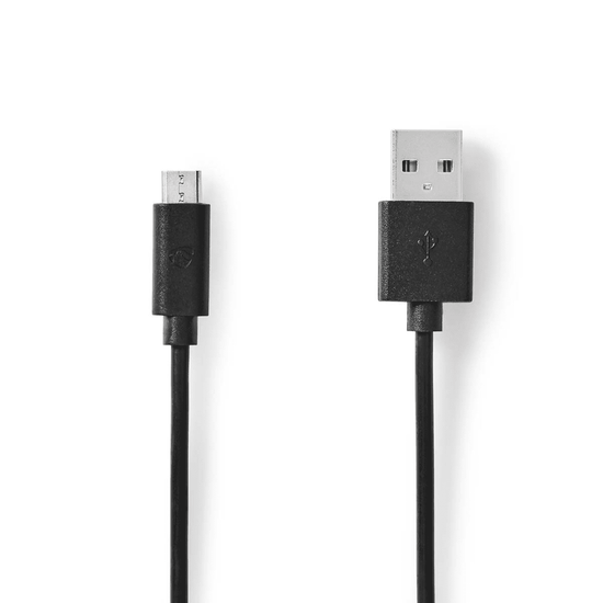 USB-Kabel USB 2.0 USB-A Male USB Micro-B Male 10 W 480 Mbps Vernikkeld 0.50 m Rond PVC Zwart Label