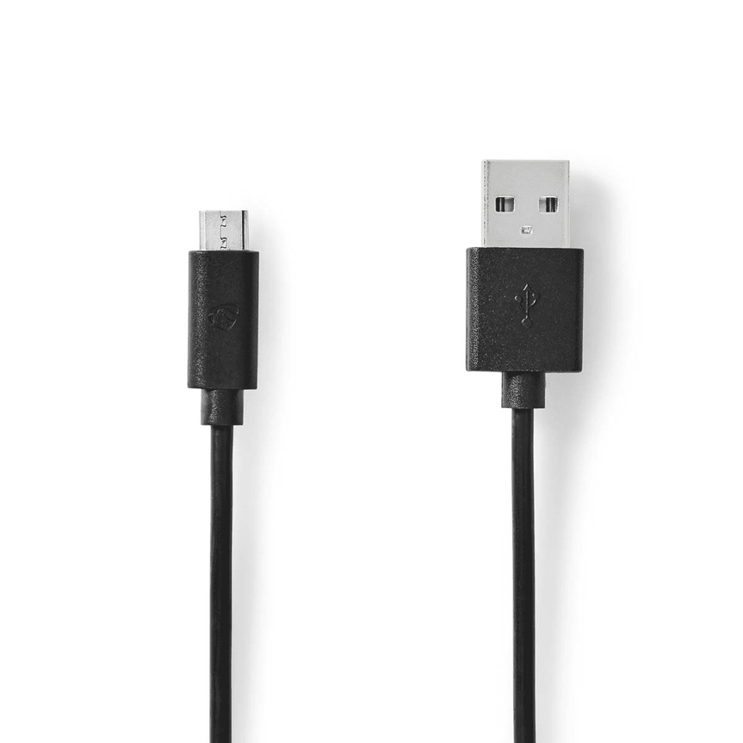 USB-Kabel USB 2.0 USB-A Male USB Micro-B Male 11 W 480 Mbps Vernikkeld 2.00 m Rond PVC Zwart Label