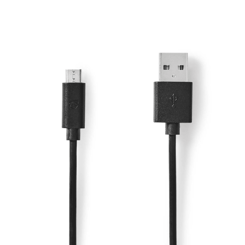 USB-Kabel USB 2.0 USB-A Male USB Micro-B Male 12 W 480 Mbps Vernikkeld 1.00 m Rond PVC Zwart Doos