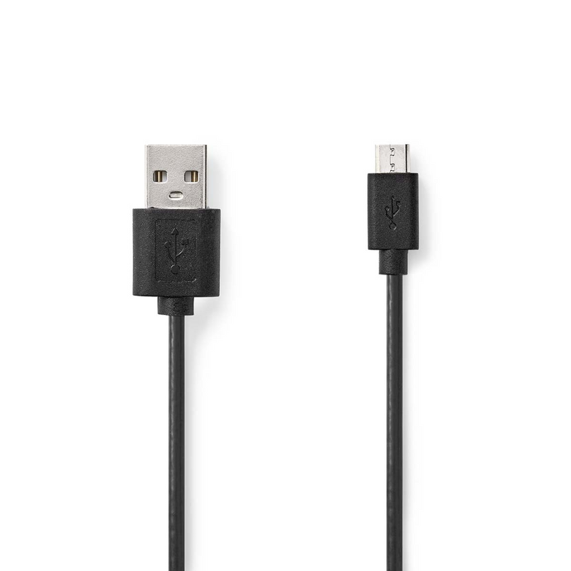 USB-Kabel USB 2.0 USB-A Male USB Micro-B Male 4.5 W 480 Mbps Vernikkeld 3.00 m Rond PVC Zwart Label