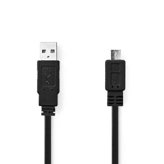 USB-Kabel USB 2.0 USB-A Male USB Micro-B Male 480 Mbps Vernikkeld 1.00 m Plat PVC Zwart Envelop