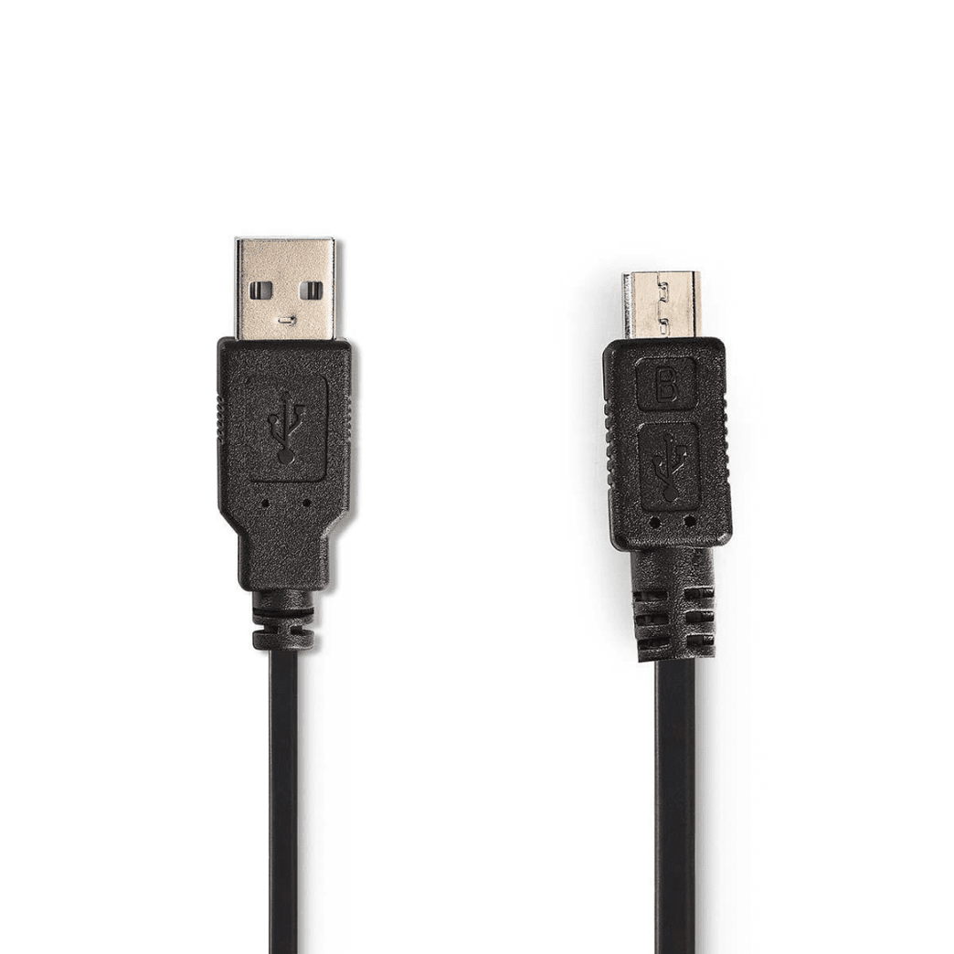 USB-Kabel USB 2.0 USB-A Male USB Micro-B Male 480 Mbps Vernikkeld 2.00 m Gekruld PVC Zwart Envelop