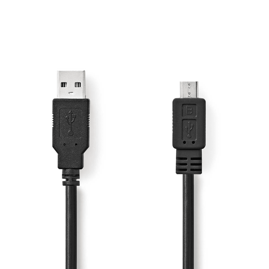 USB-Kabel USB 2.0 USB-A Male USB Micro-B Male 480 Mbps Vernikkeld 2.00 m Rond PVC Zwart Doos