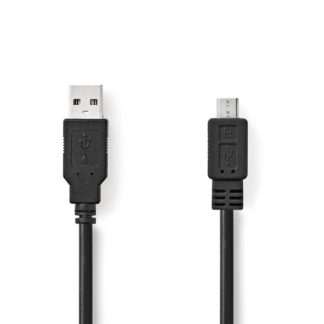 USB-Kabel USB 2.0 USB-A Male USB Micro-B Male 480 Mbps Vernikkeld 3.00 m Rond PVC Zwart Doos