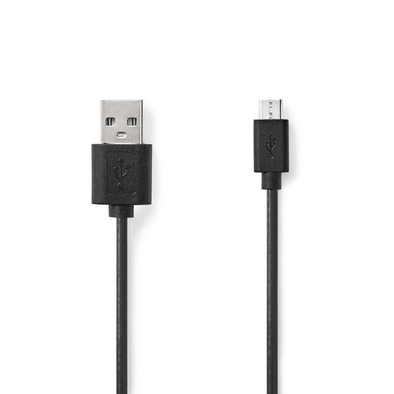 USB-Kabel USB 2.0 USB-A Male USB Micro-B Male 7.5 W 480 Mbps Vernikkeld 2.00 m Rond PVC Zwart Label