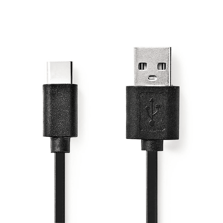 USB-Kabel USB 2.0 USB-C Male USB-A Male 60 W 480 Mbps Vernikkeld 3.00 m Rond PVC Zwart Doos