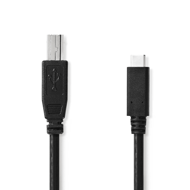USB-Kabel USB 2.0 USB-C Male USB-B Male 480 Mbps OTG Vernikkeld 1.00 m Rond PVC Zwart Envelop