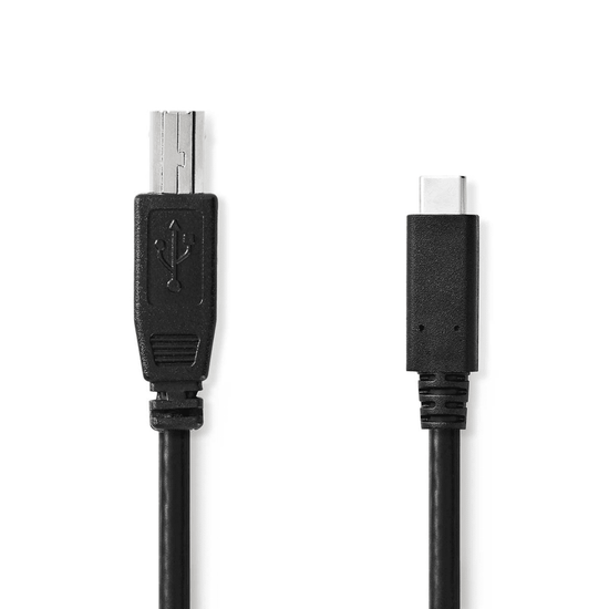 USB-Kabel USB 2.0 USB-C Male USB-B Male 480 Mbps Vernikkeld 1.00 m Rond PVC Zwart Label