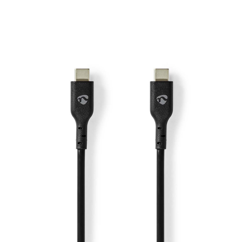 USB-Kabel USB 2.0 USB-C Male USB-C Male 240 W 480 Mbps Vernikkeld 2.00 m Rond PVC Zwart Envelop