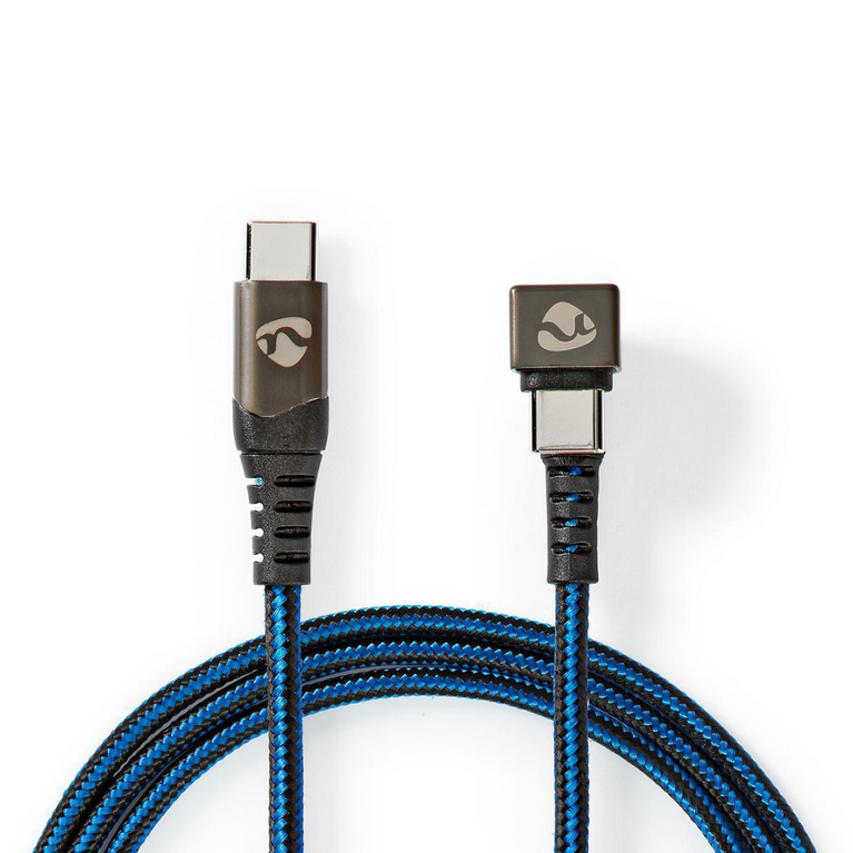 USB-Kabel USB 2.0 USB-C Male USB-C Male 480 Mbps Verguld 1.00 m Rond Gevlochten / Nylon Blauw / Zwart Cover Window Box