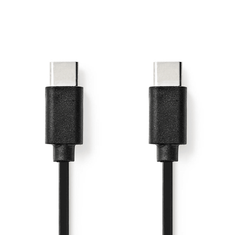 USB-Kabel USB 2.0 USB-C Male USB-C Male 60 W 480 Mbps Vernikkeld 1.00 m Rond PVC Zwart Envelop