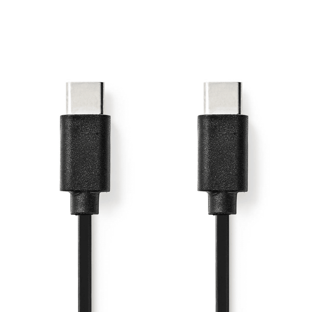 USB-Kabel USB 2.0 USB-C Male USB-C Male 60 W 480 Mbps Vernikkeld 1.00 m Rond PVC Zwart Label