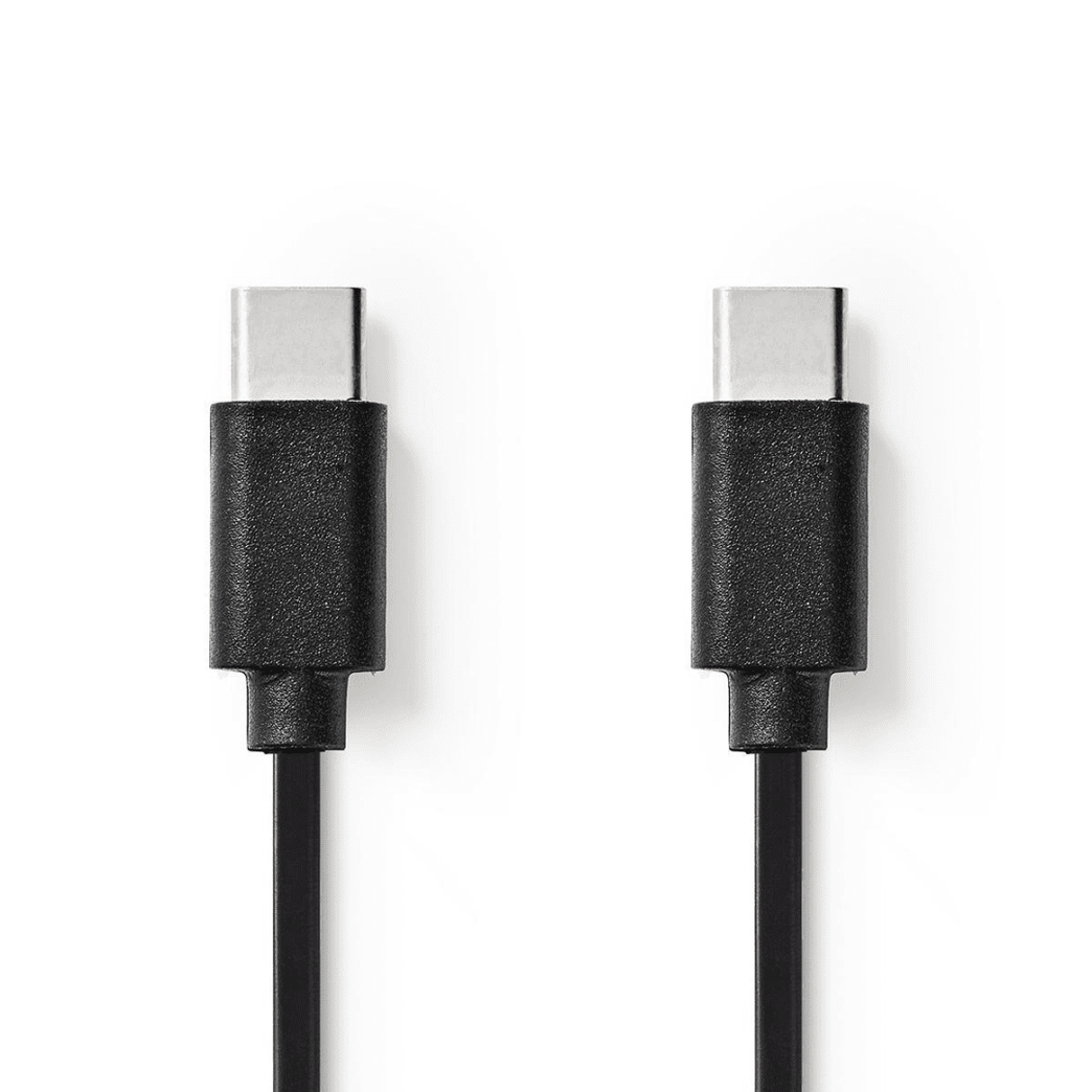 USB-Kabel USB 2.0 USB-C Male USB-C Male 7.5 W 480 Mbps Vernikkeld 2.00 m Rond PVC Zwart Label