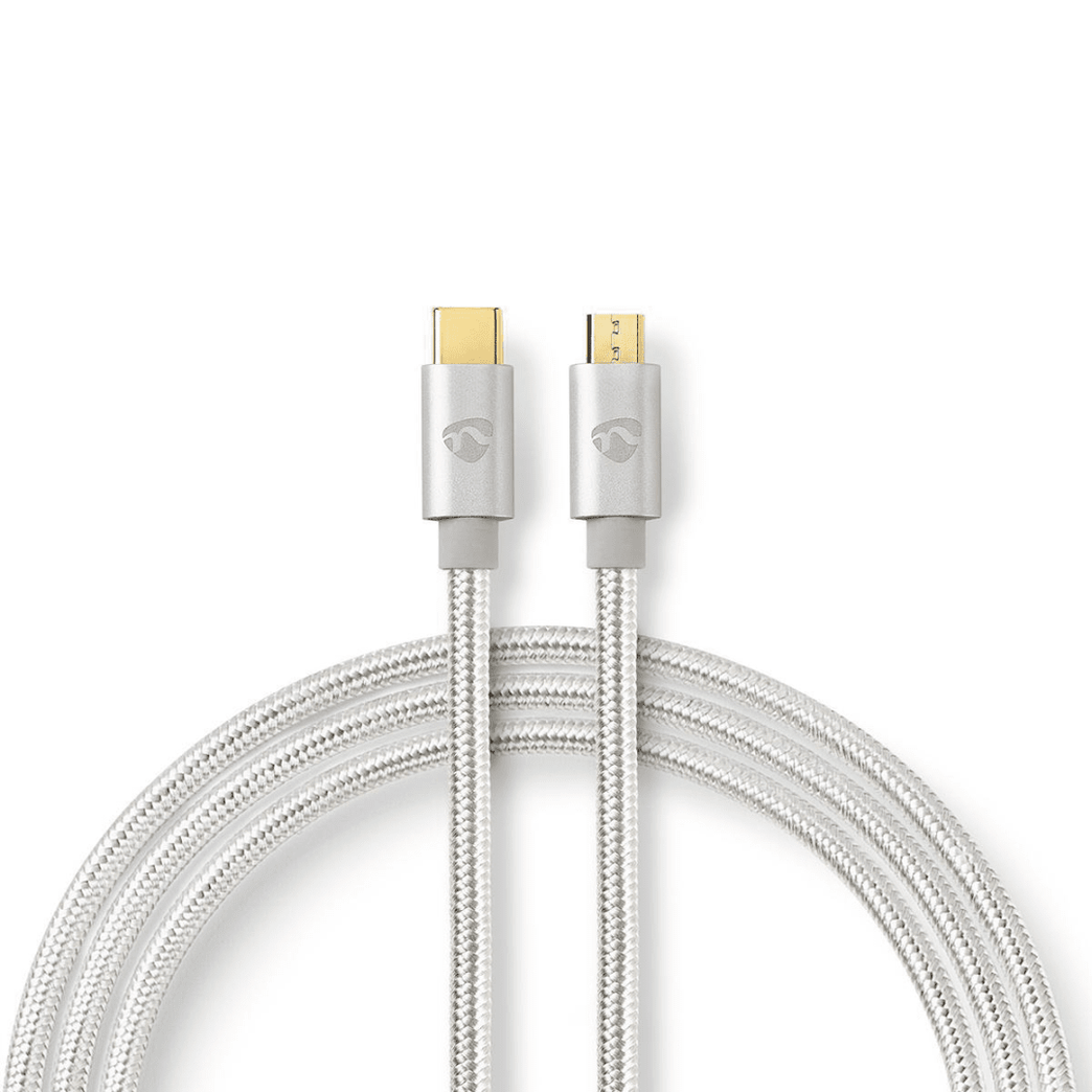 USB-Kabel USB 2.0 USB-C Male USB Micro-B Male 10 W 480 Mbps Verguld 2.00 m Rond Gevlochten / Nylon Aluminium Cover Window Box