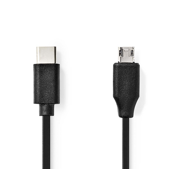 USB-Kabel USB 2.0 USB-C Male USB Micro-B Male 60 W 480 Mbps Vernikkeld 1.00 m Rond PVC Zwart Label