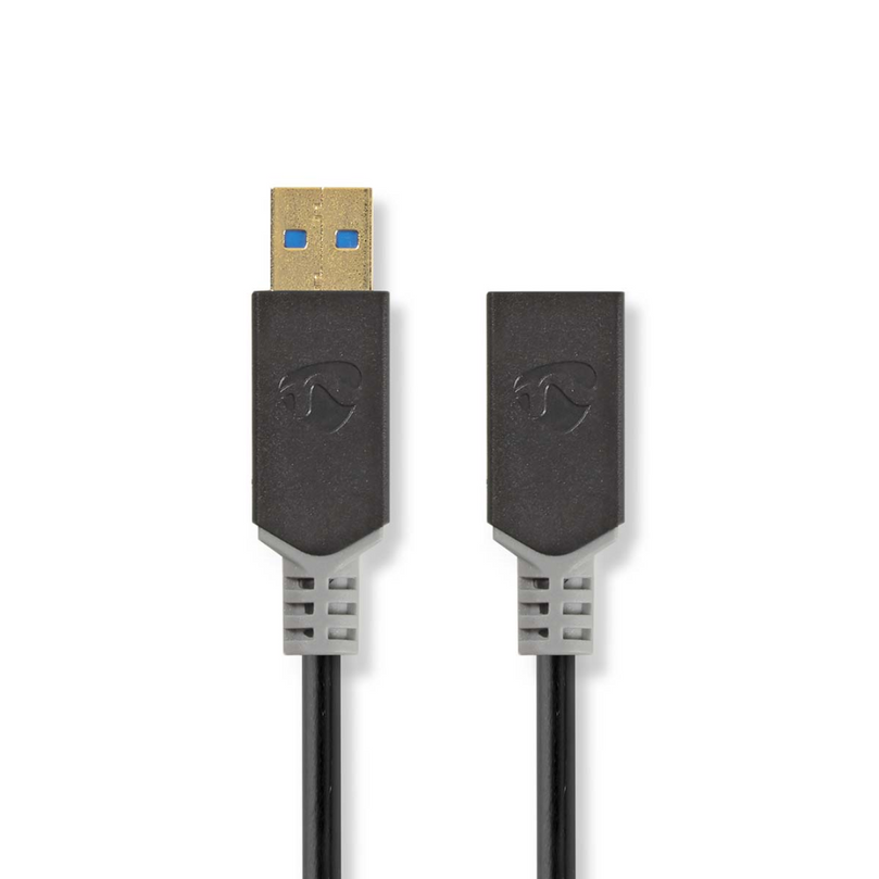 USB-Kabel USB 3.2 Gen 1 USB-A Male USB-A Female 5 Gbps Verguld 2.00 m Rond PVC Antraciet Doos