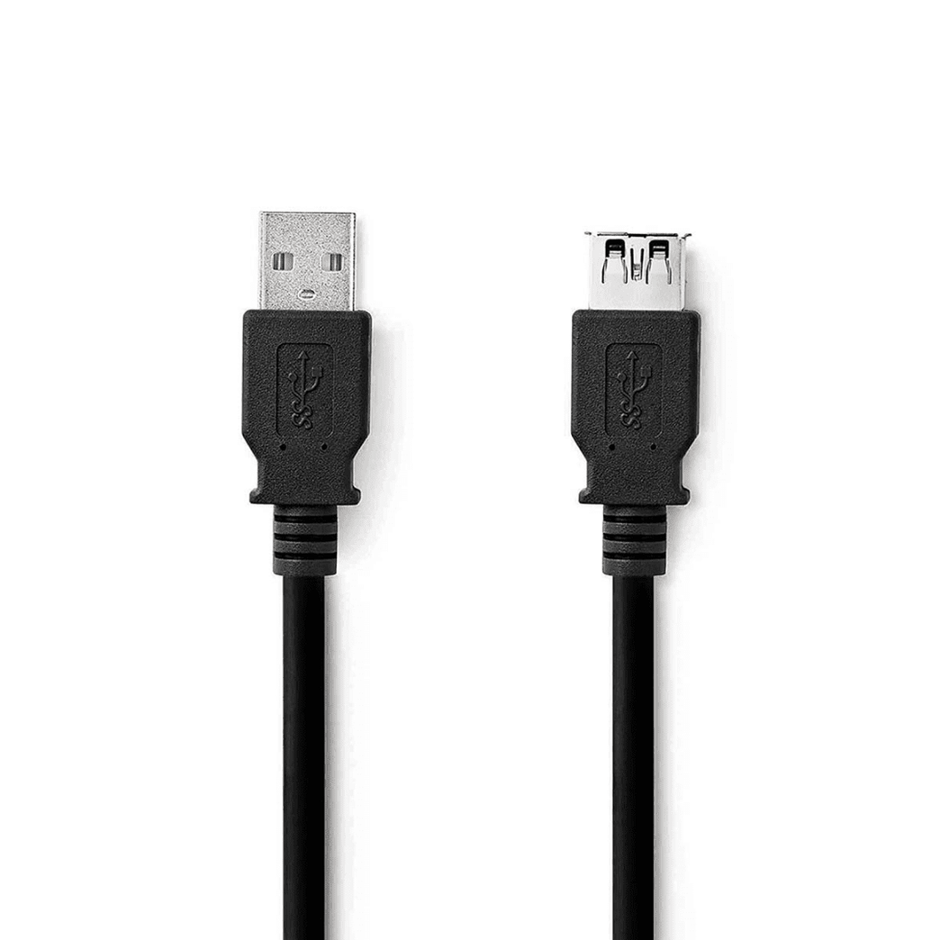 USB-Kabel USB 3.2 Gen 1 USB-A Male USB-A Female 5 Gbps Vernikkeld 1.00 m Rond PVC Zwart Label