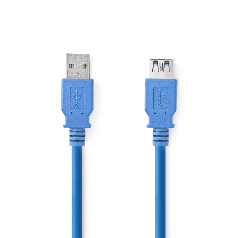 USB-Kabel USB 3.2 Gen 1 USB-A Male USB-A Female 5 Gbps Vernikkeld 2.00 m Rond PVC Blauw Doos
