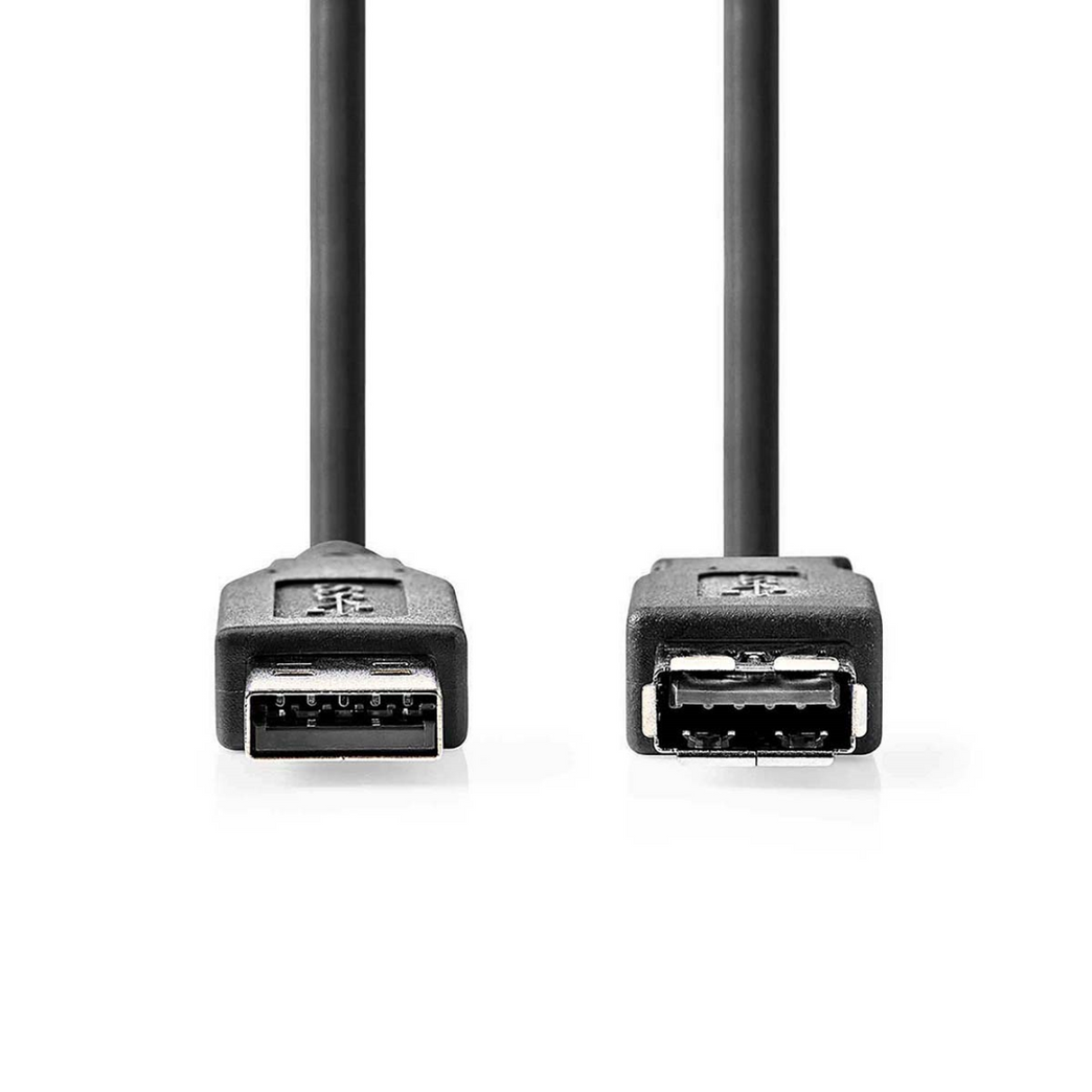 USB-Kabel USB 3.2 Gen 1 USB-A Male USB-A Female 5 Gbps Vernikkeld 2.00 m Rond PVC Zwart Label