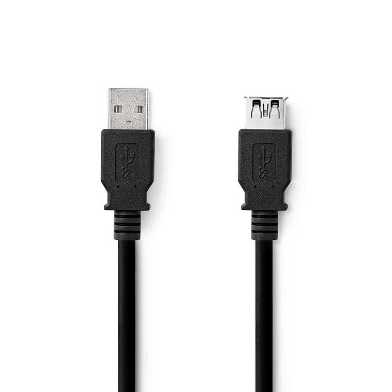 USB-Kabel USB 3.2 Gen 1 USB-A Male USB-A Female 5 Gbps Vernikkeld 3.00 m Rond PVC Zwart Label
