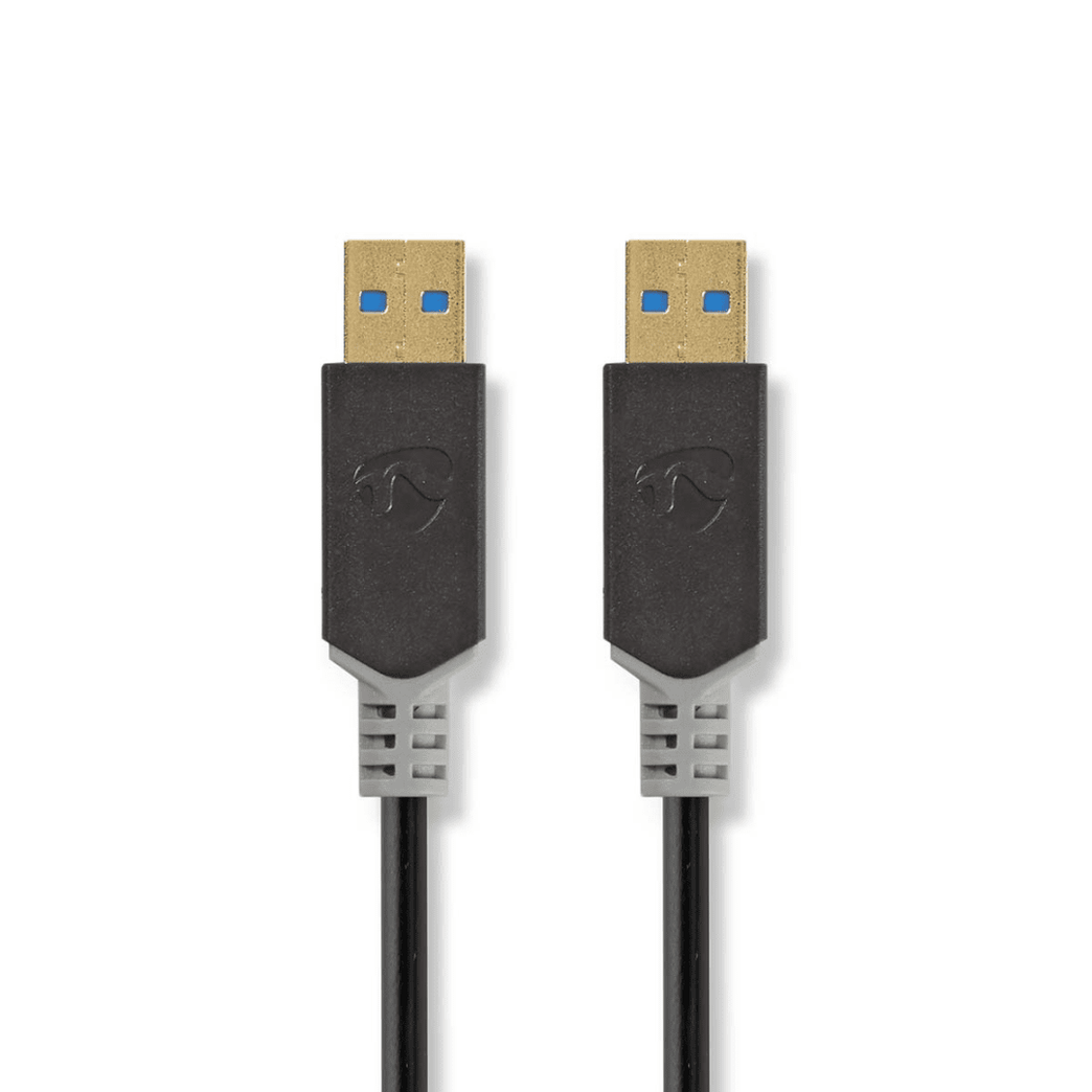 USB-Kabel USB 3.2 Gen 1 USB-A Male USB-A Male 5 Gbps Verguld 2.00 m Rond PVC Antraciet Doos
