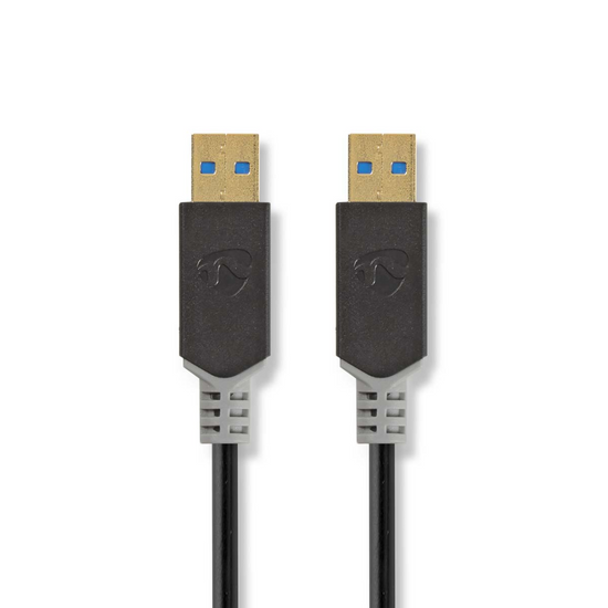USB-Kabel USB 3.2 Gen 1 USB-A Male USB-A Male 5 Gbps Verguld 2.00 m Rond PVC Antraciet Doos