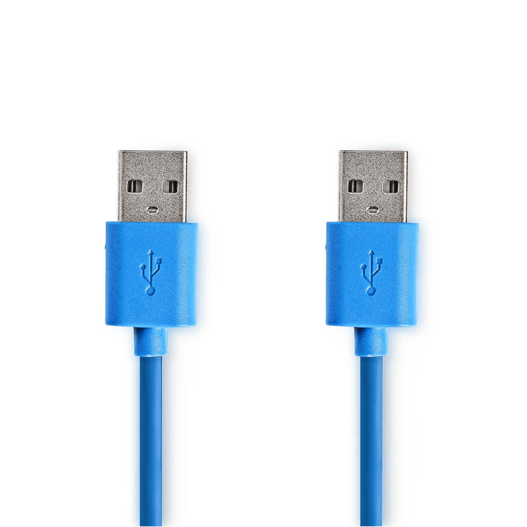 USB-Kabel USB 3.2 Gen 1 USB-A Male USB-A Male 5 Gbps Vernikkeld 1.00 m Rond PVC Blauw Polybag